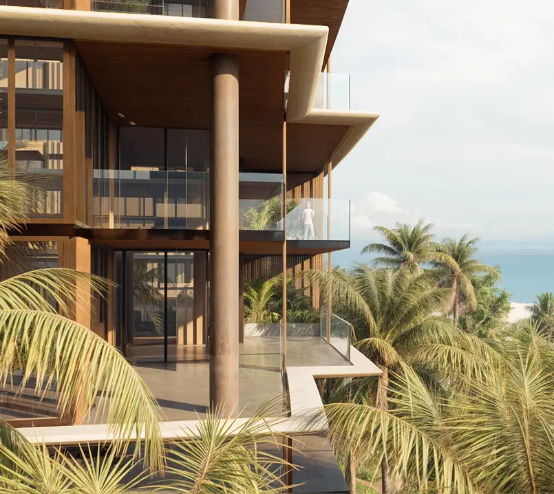 Private balcony with ocean views at 301 Ocean Drive Key Biscayne residences